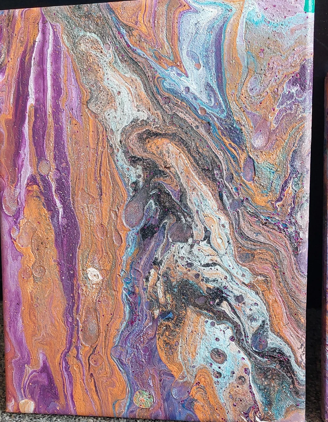 Abstract Pour Painting - Purple, Orange, Teal - photo 3