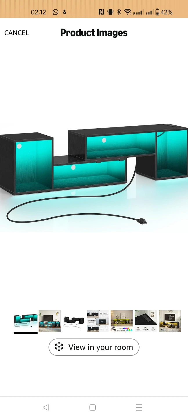 Black TV Stand with LED Lights + outlets