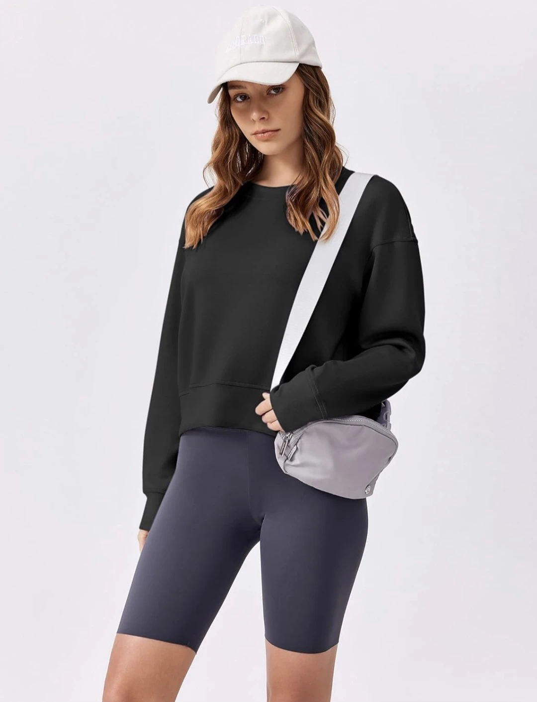 Pinspark Black Cropped Crewneck Sweatshirt Oversized - photo 4