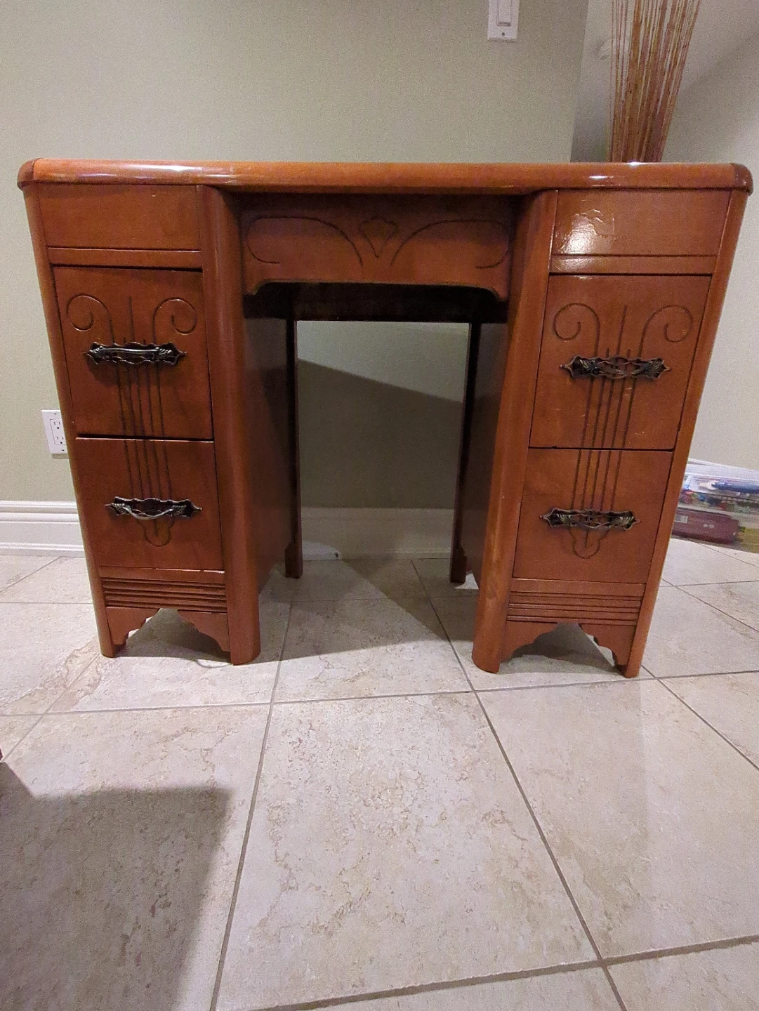 Vintage Wooden Desk with Drawers - photo 4