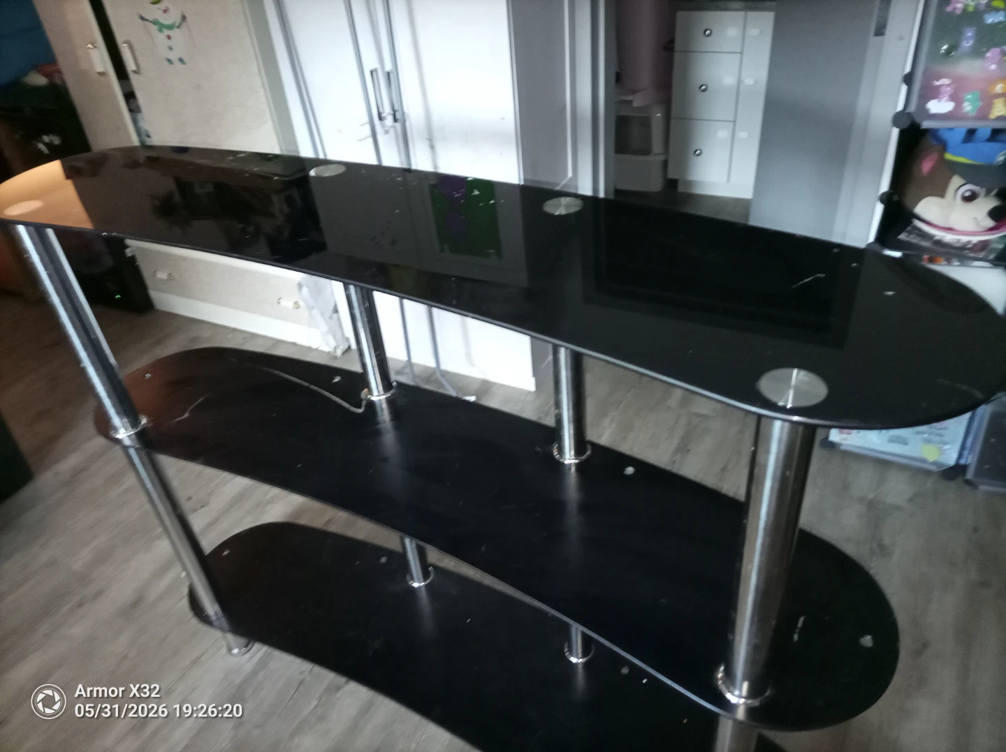Black 3-Tier Glass TV Stand