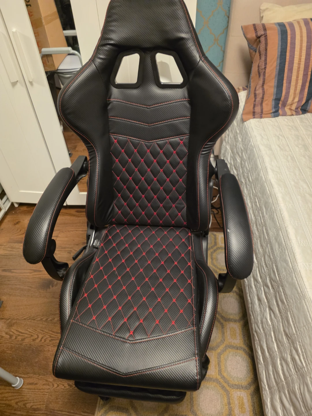 Black Gaming Chair with Red Stitching