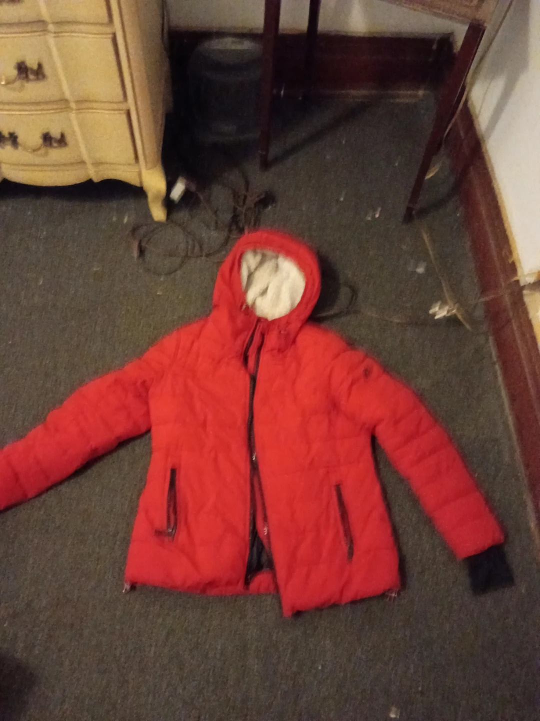 Red Puffer Jacket with Hood