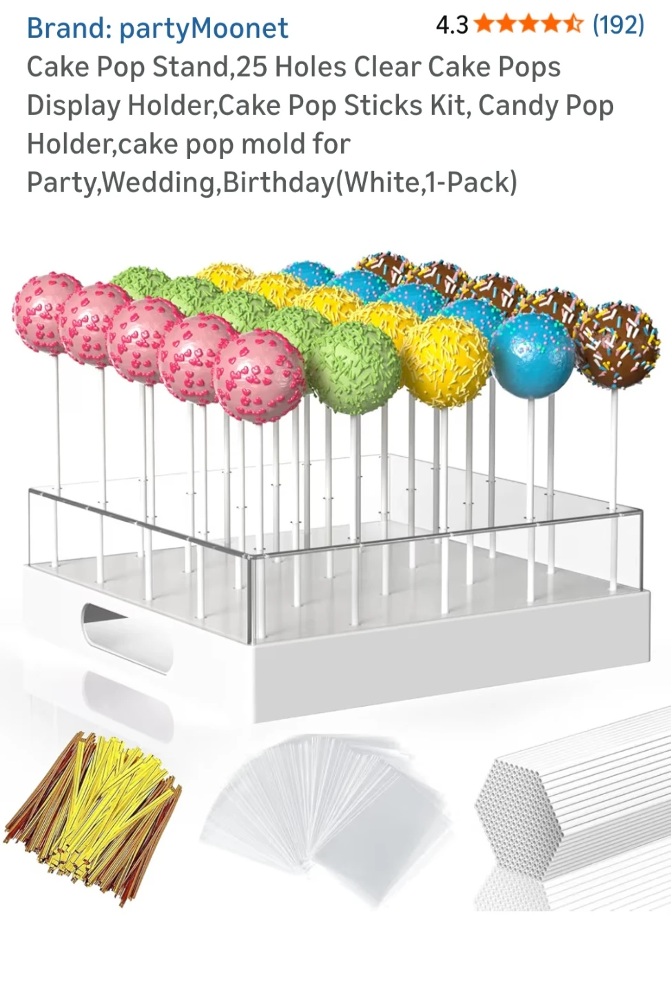 BNIB partyMoonet Cake Pop Stand - 25 Holes, White - photo 3