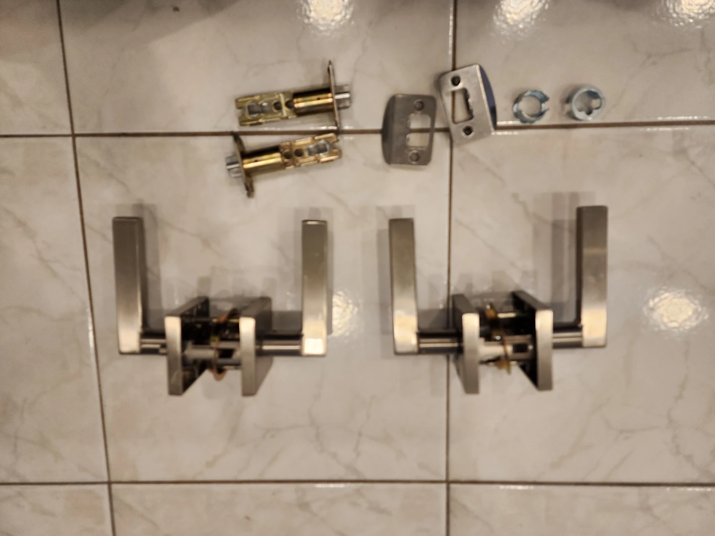 Pair of Lever Door Handles with Latch Mechanisms