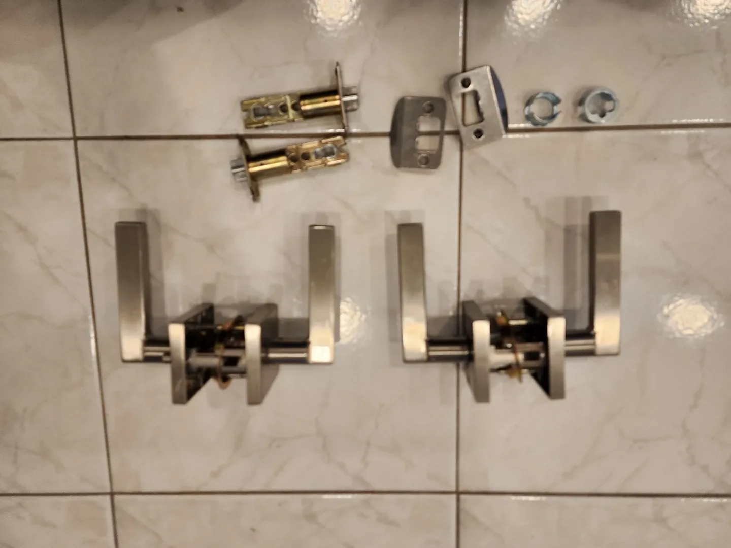 Pair of Lever Door Handles with Latch Mechanisms