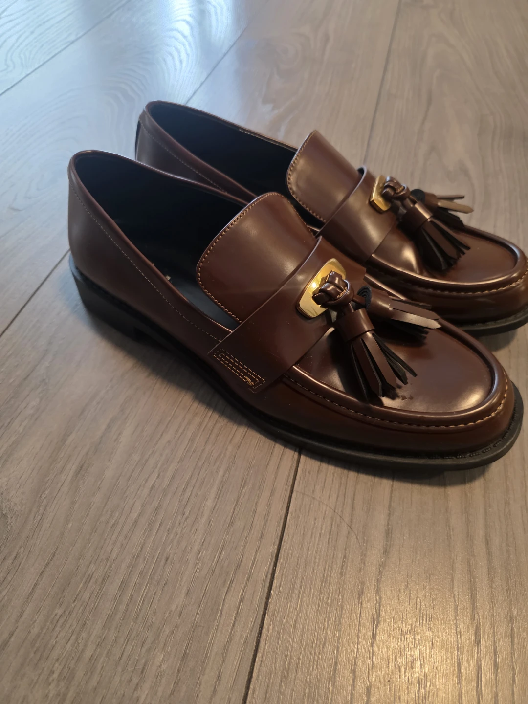 Zara Brown Tassel Loafers