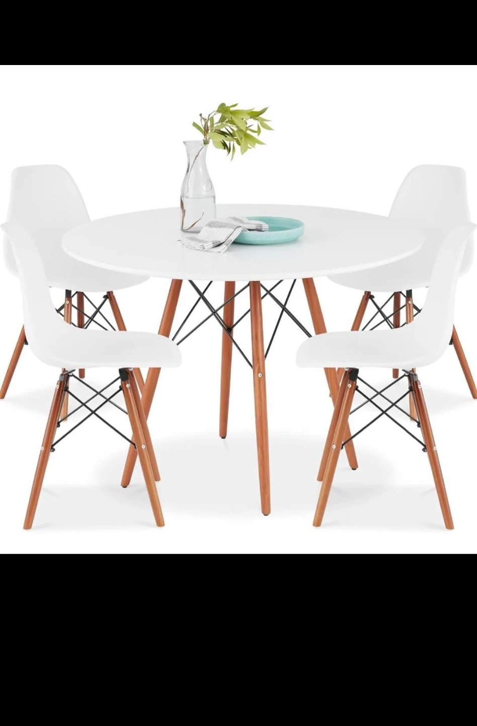 Brand new White Round Dining Table with 4 Chairs