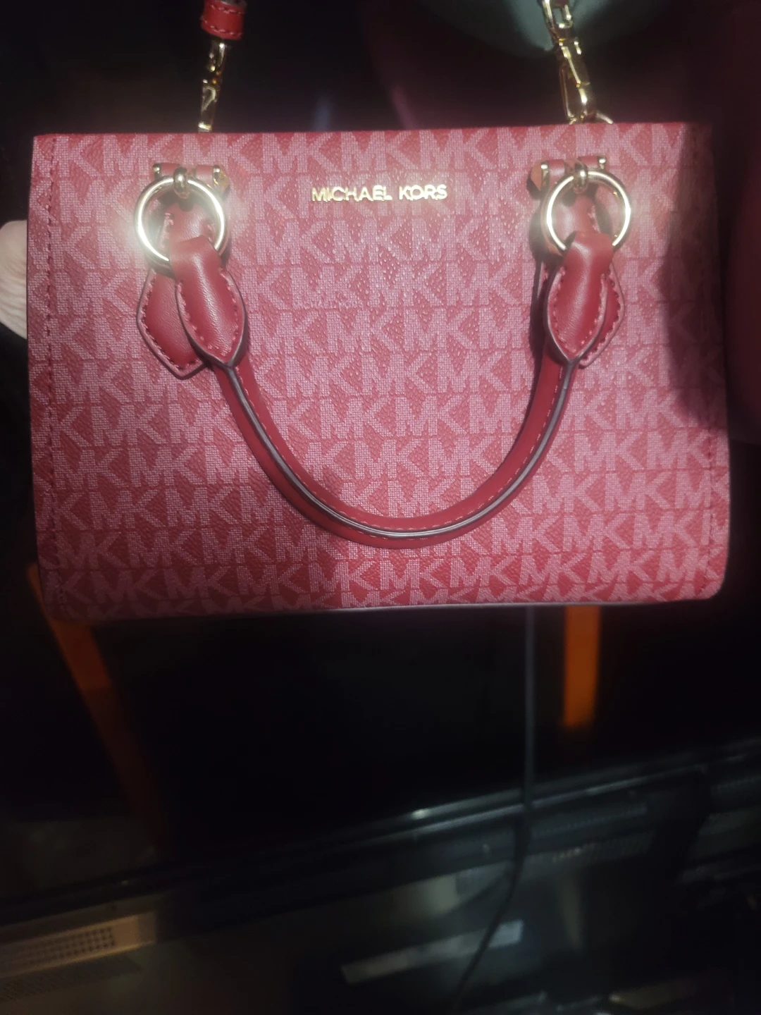 Michael Kors Pink MK Monogram Satchel Handbag