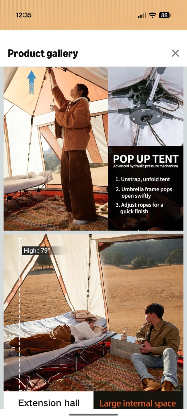 4-6 Person Waterproof Family Camping Tent with Vestibule - photo 3