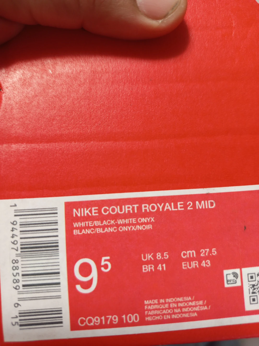 Nike Court Royale 2 Mid White/Black Onyx Sneakers - Size US 9.5 - photo 4
