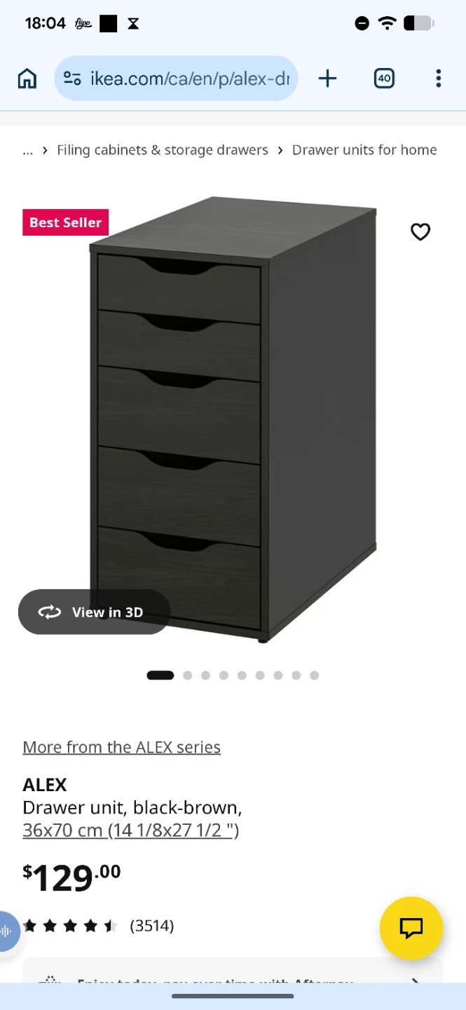 IKEA ALEX 5-Drawer Unit, Black-Brown