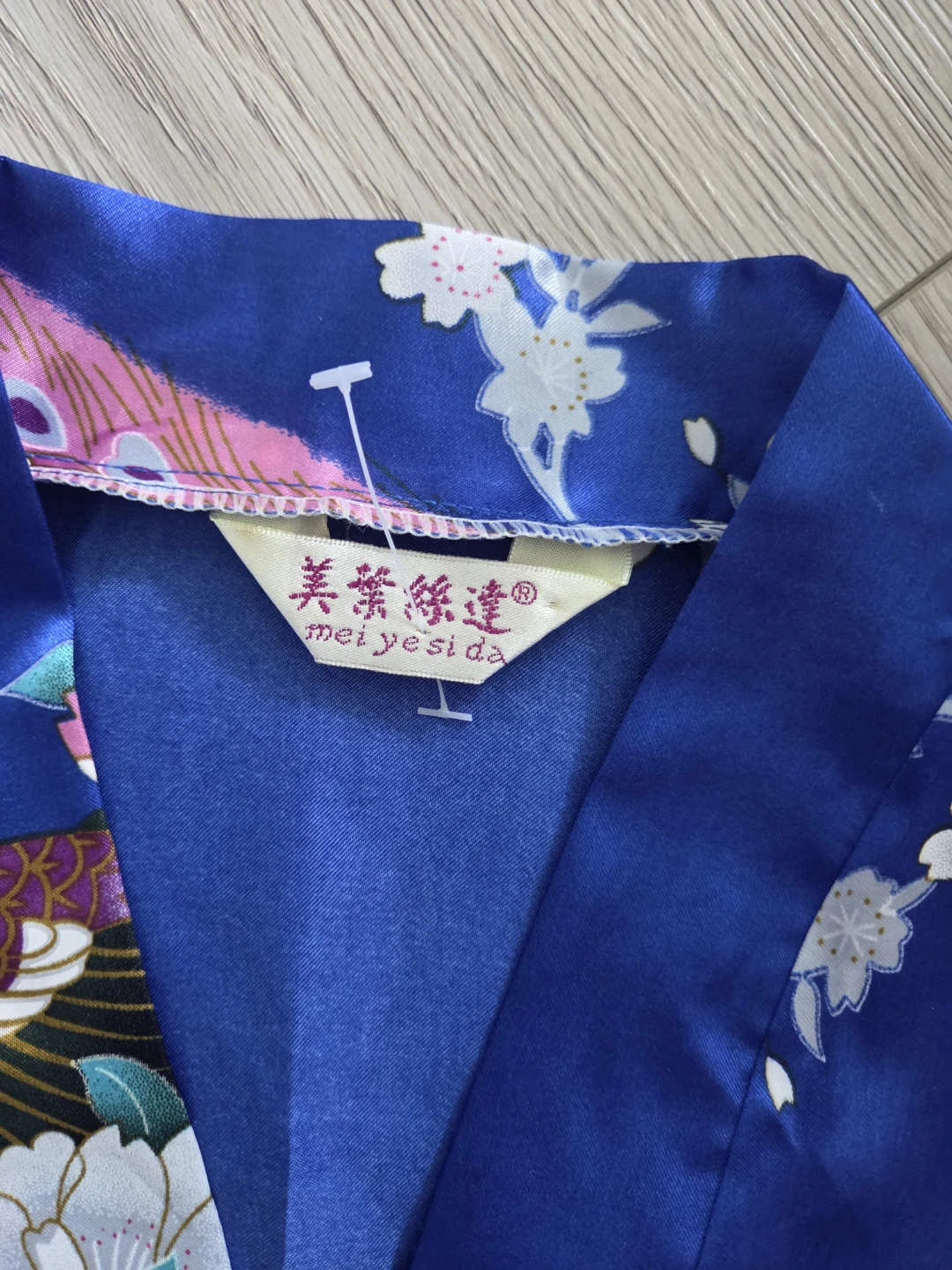 Blue Kimono/Robe with Peacock Floral Print - photo 3
