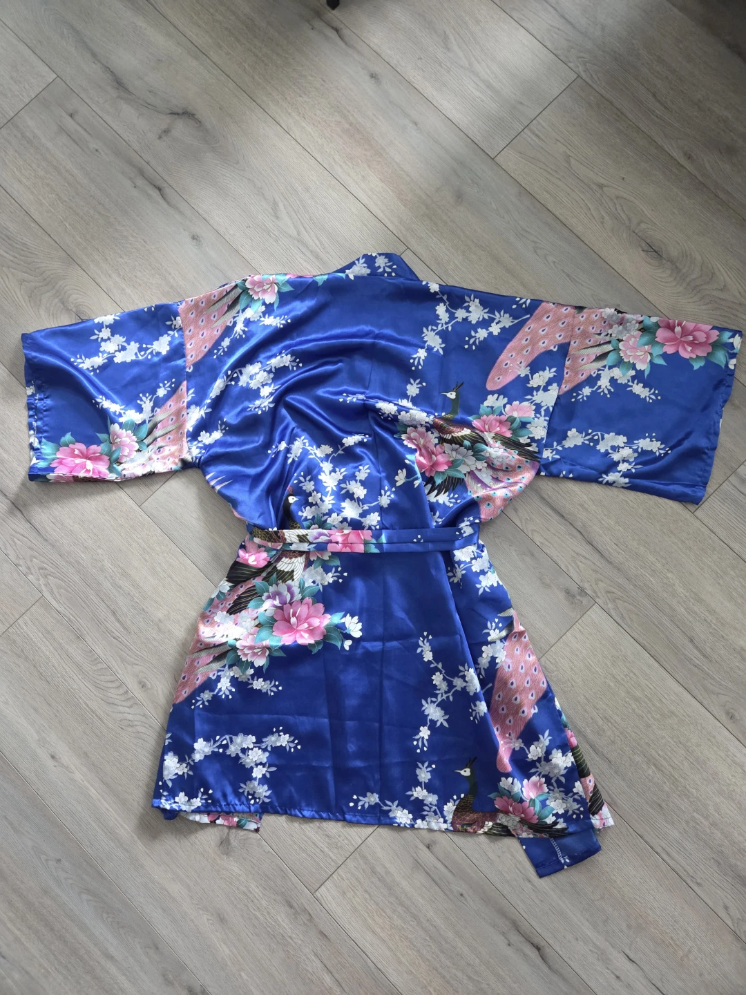 Blue Kimono/Robe with Peacock Floral Print - photo 2