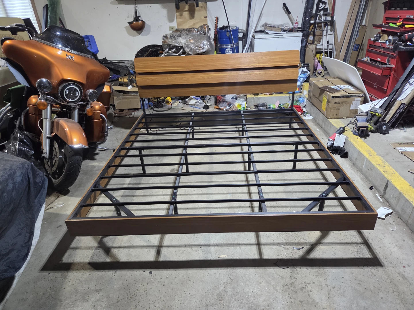 King Size Bed Frame with Headboard and LED Lights