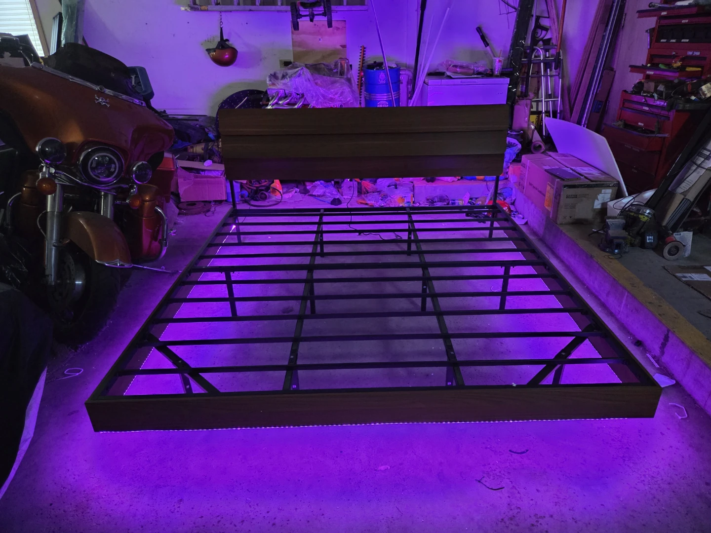 King Size Bed Frame with Headboard and LED Lights - photo 2