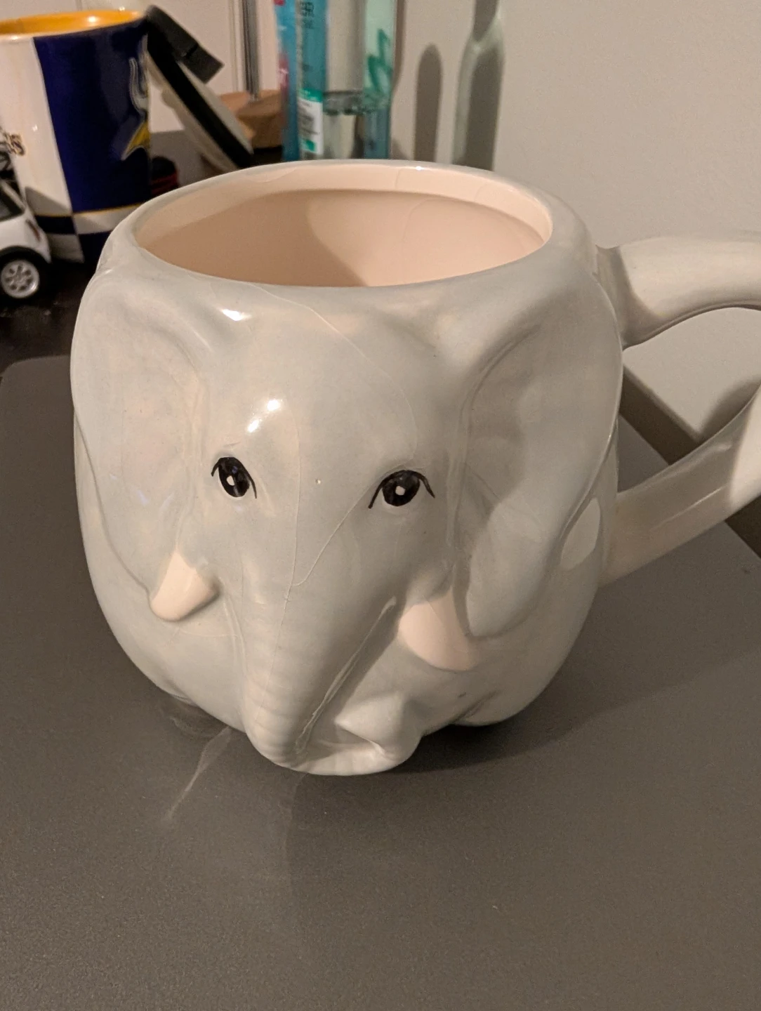 Elephant shaped ceramic mug