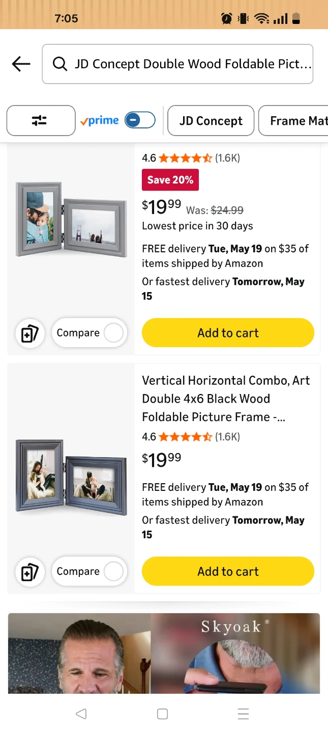 JD Concept Blue Wood Double Foldable Photo Frame