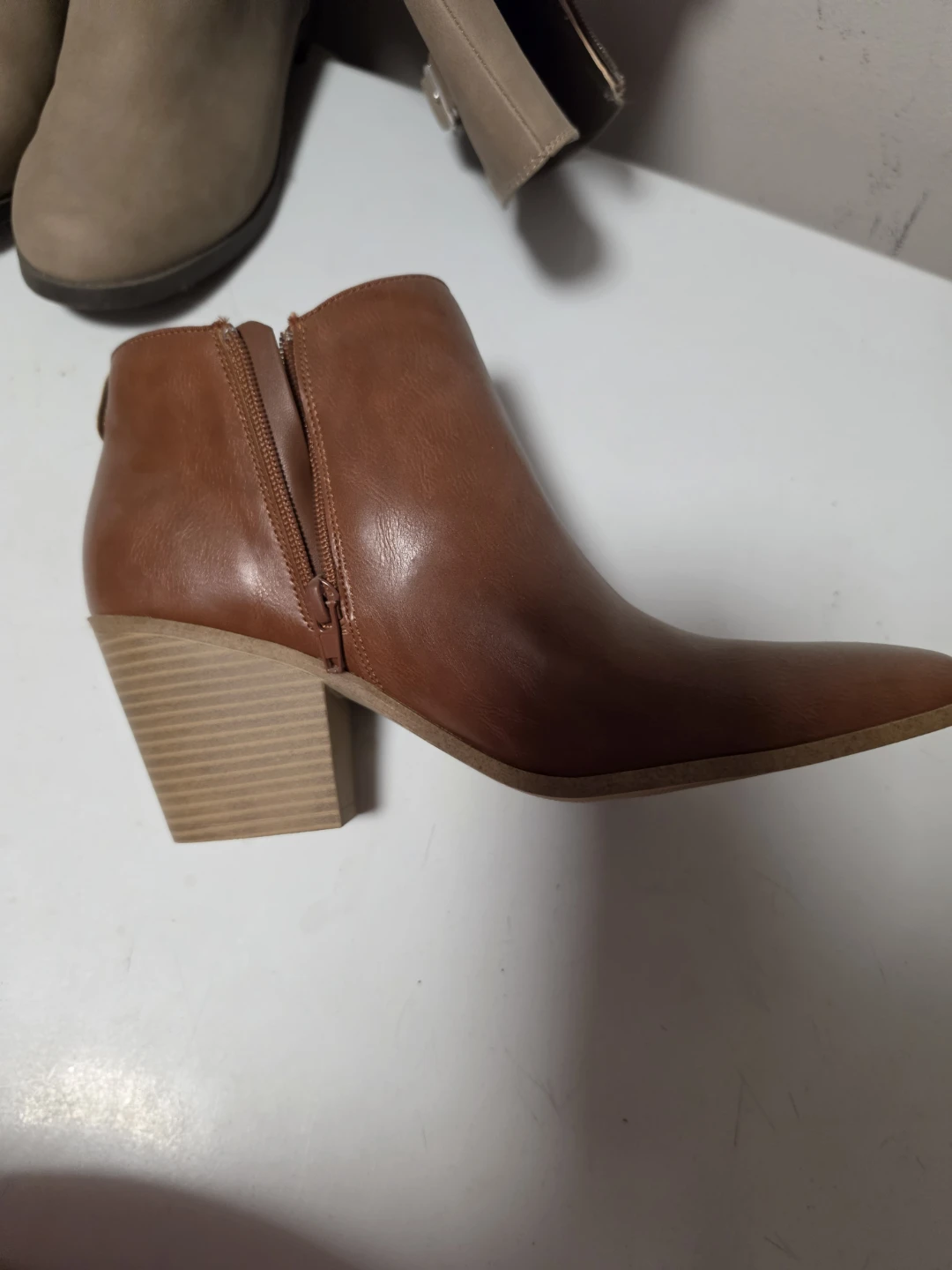 Brown Faux Leather Ankle Boots - photo 3
