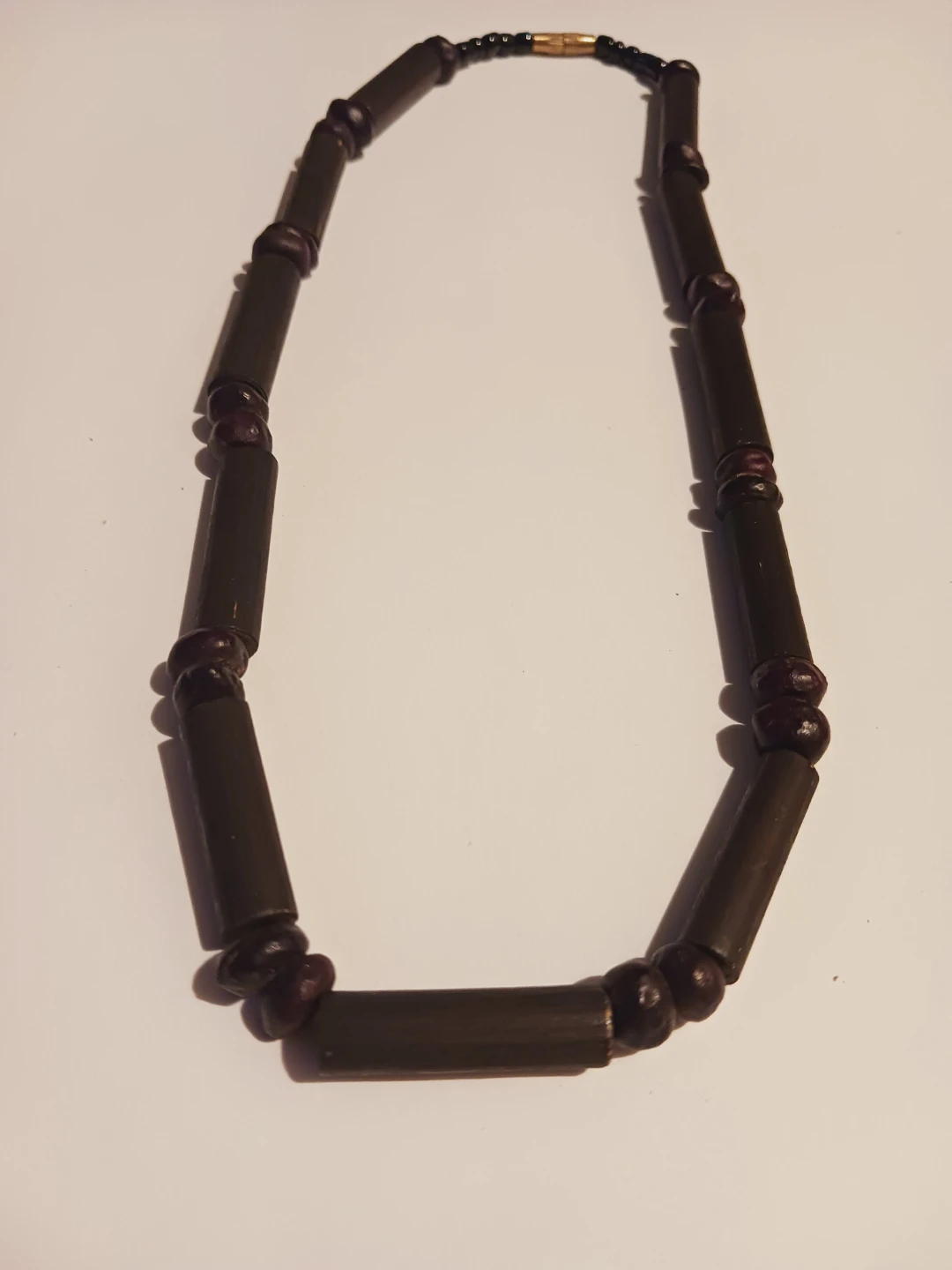 New !!! Dark Wood Beaded Necklace