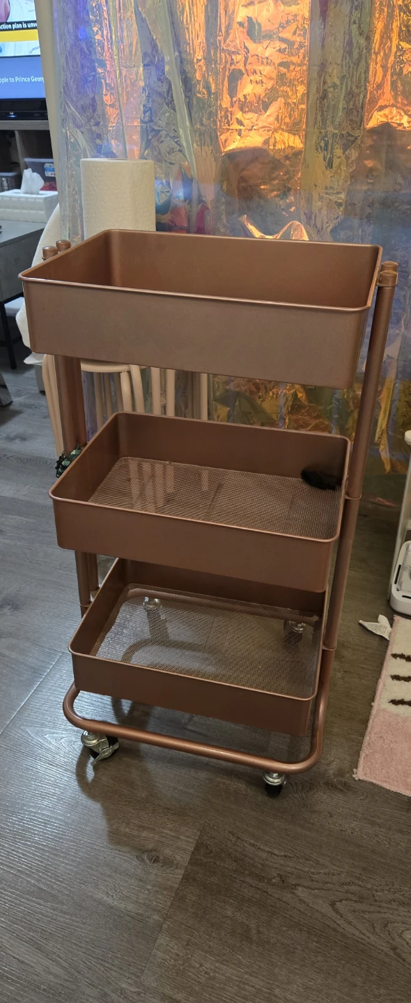 3-Tier Rolling Storage Cart - Rose Gold