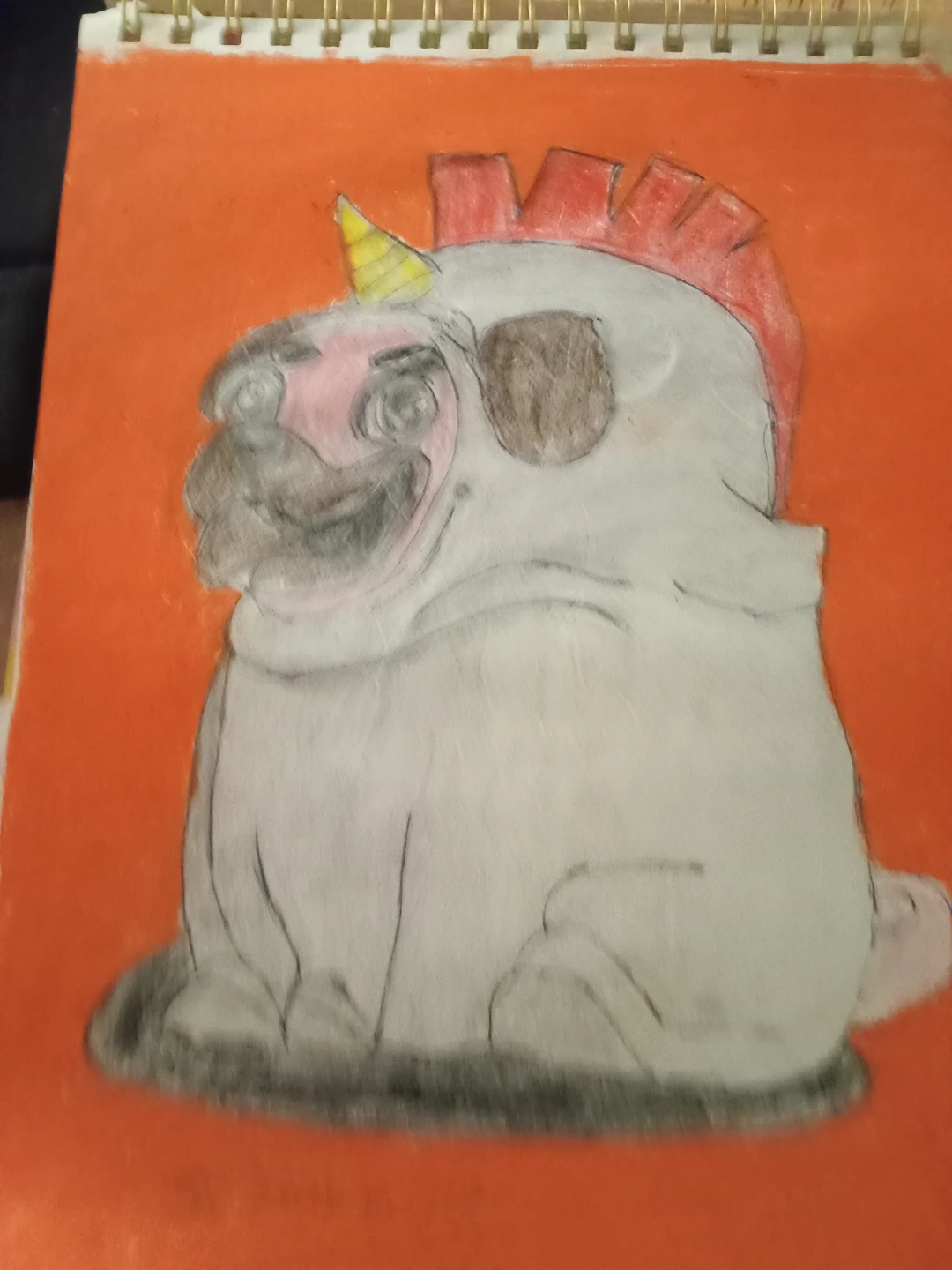 ORANGE BACKGROUND: GREY PUG/BULLDOG - photo 2