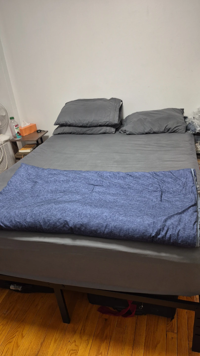 Queen Size Mattress with Black Metal Bed Frame
