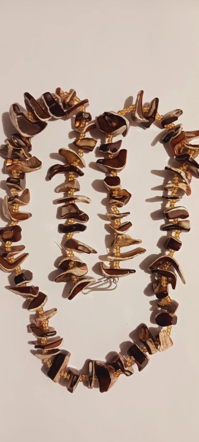 Unique Bohemian Brown Shell Beaded Necklace