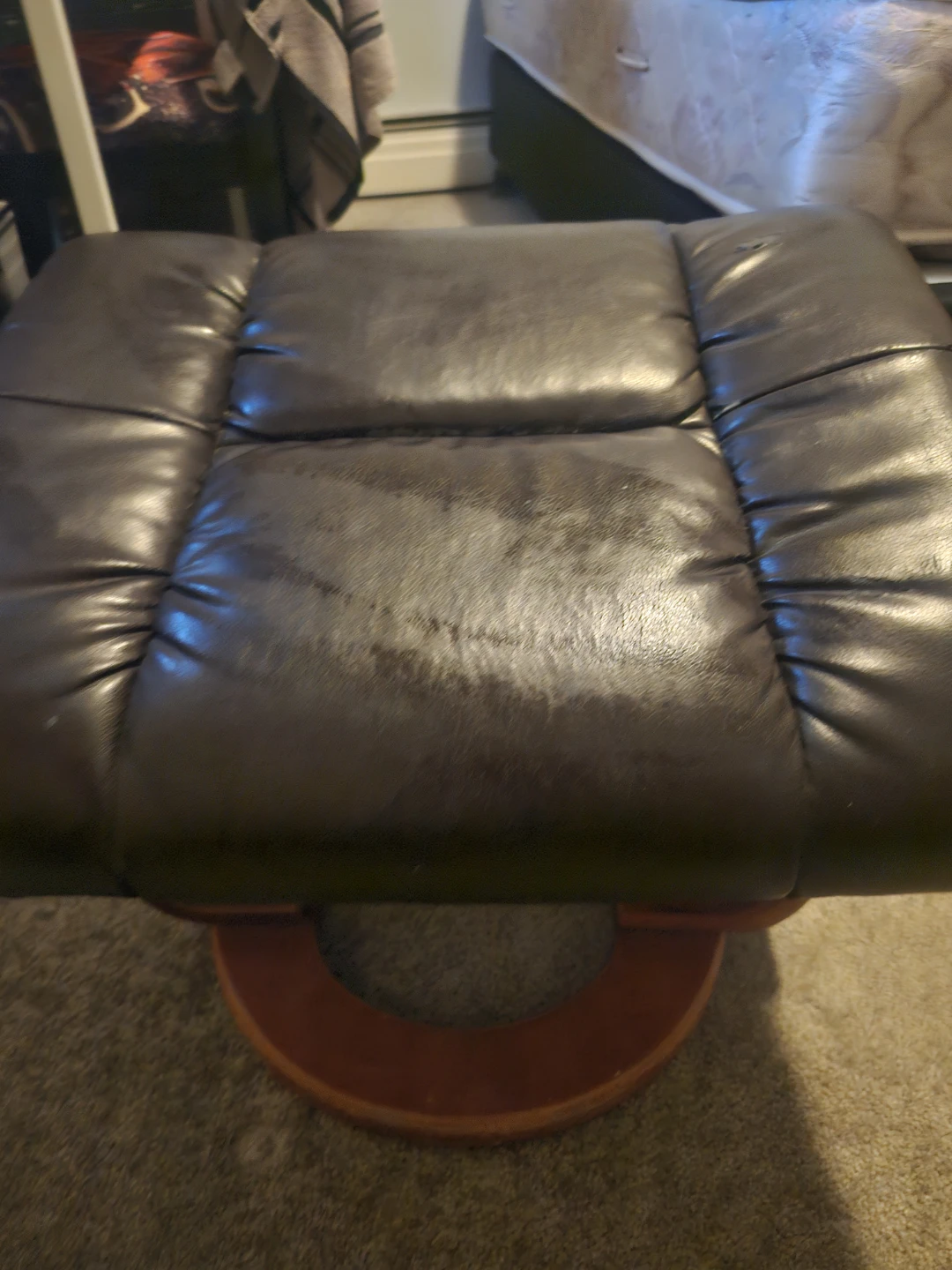Brown Faux Leather Storage Ottoman