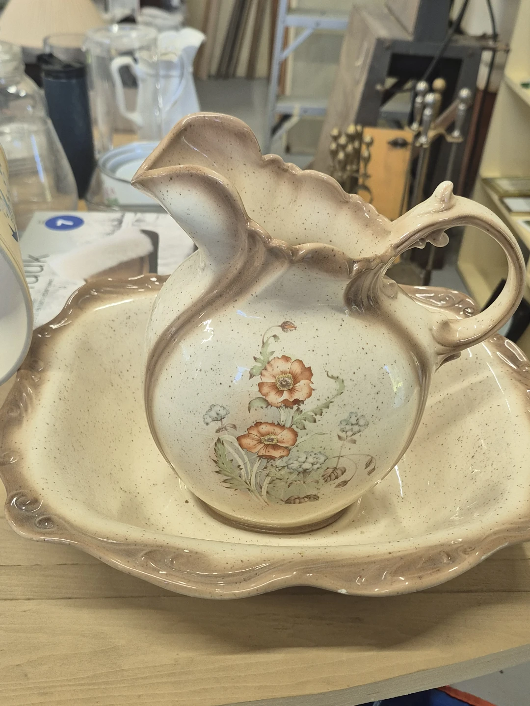 Vintage Floral Pitcher and Basin Set