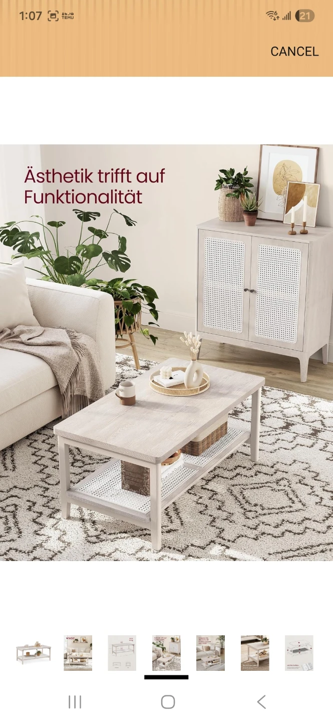 VASAGLE 2-Tier Living Room Coffee Table - Boho Oatmeal Beige - photo 4