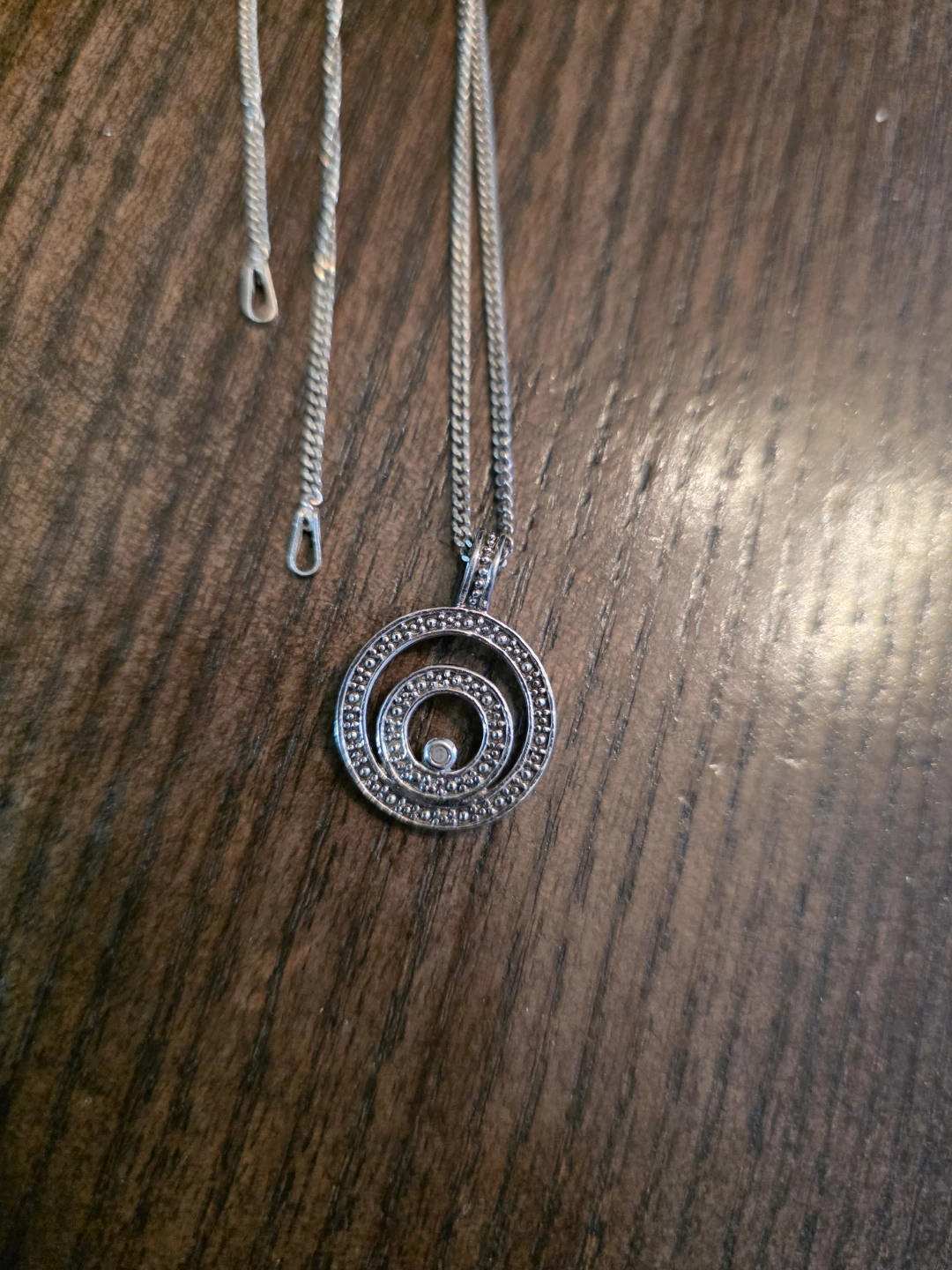 925 Sterling Silver chain with circle pendant 24" 5 grams - photo 3