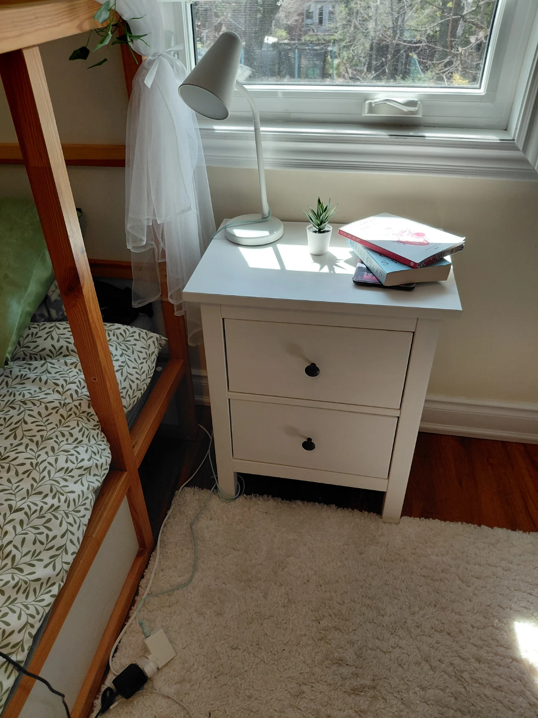 Hemmes Nightstand 2 drawers chest 54x66cm white stain