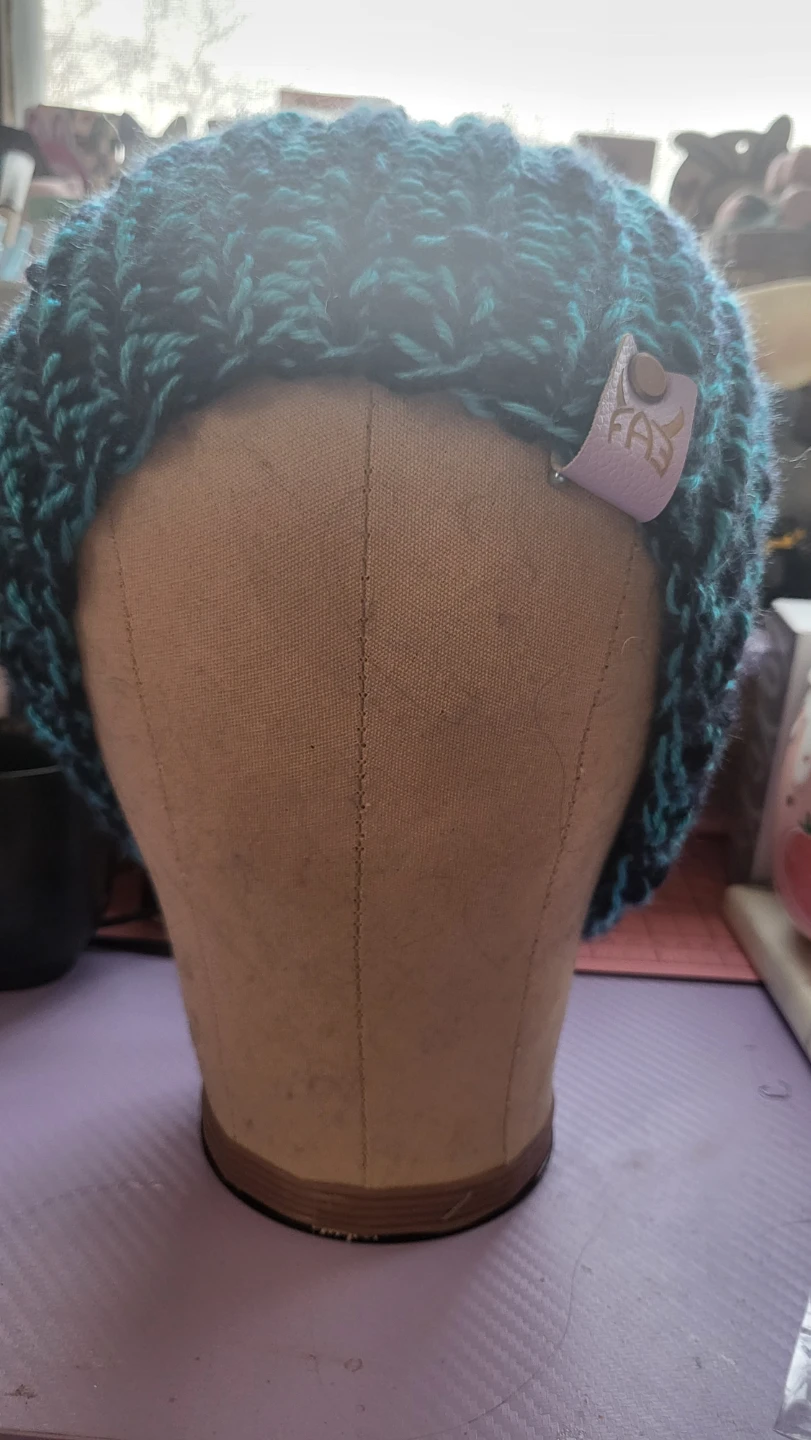 Handmade Chunky Knit Beanie - Teal and Black - photo 2