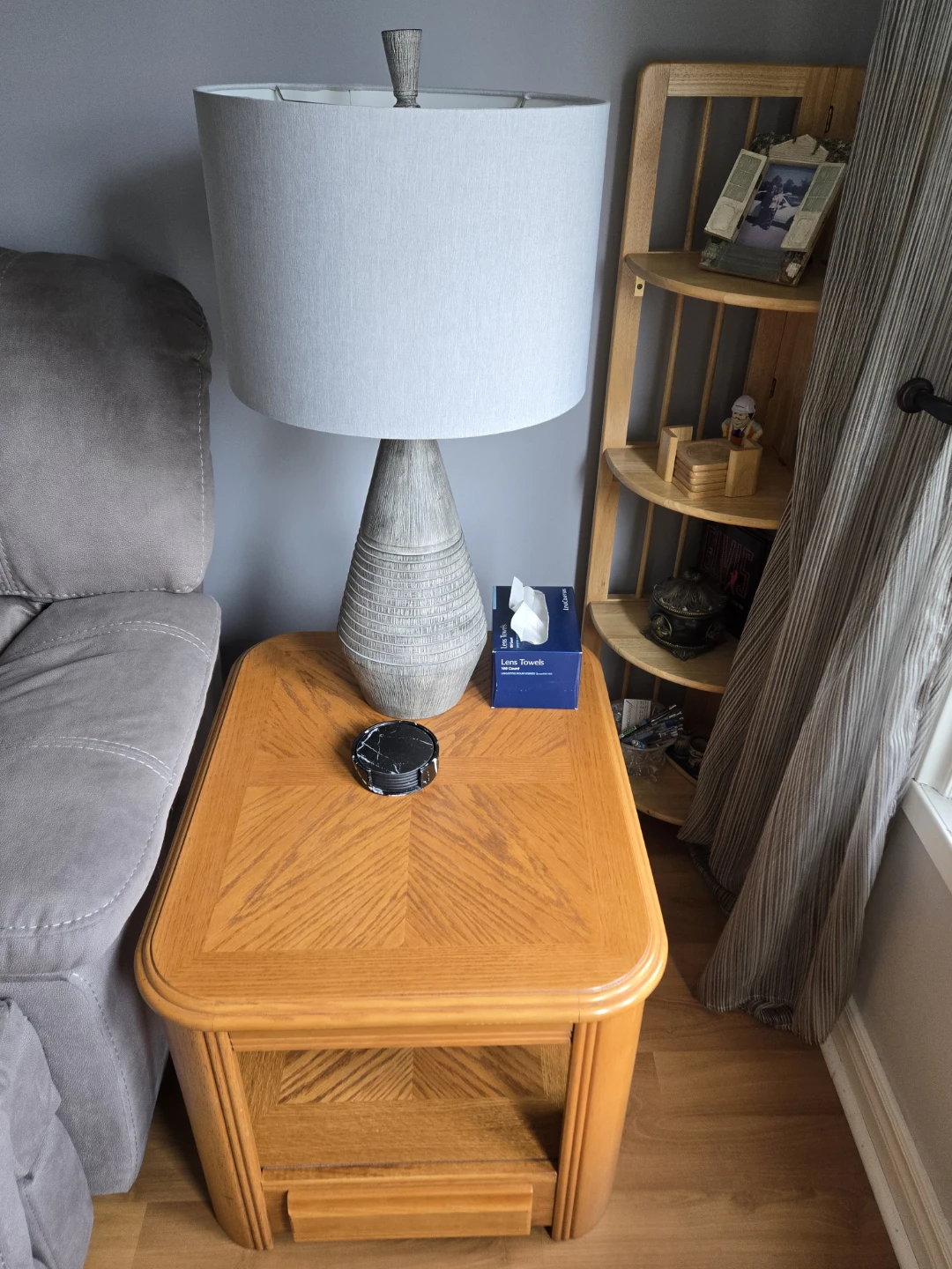 Oak Finish Coffee Table with Drawers - photo 3