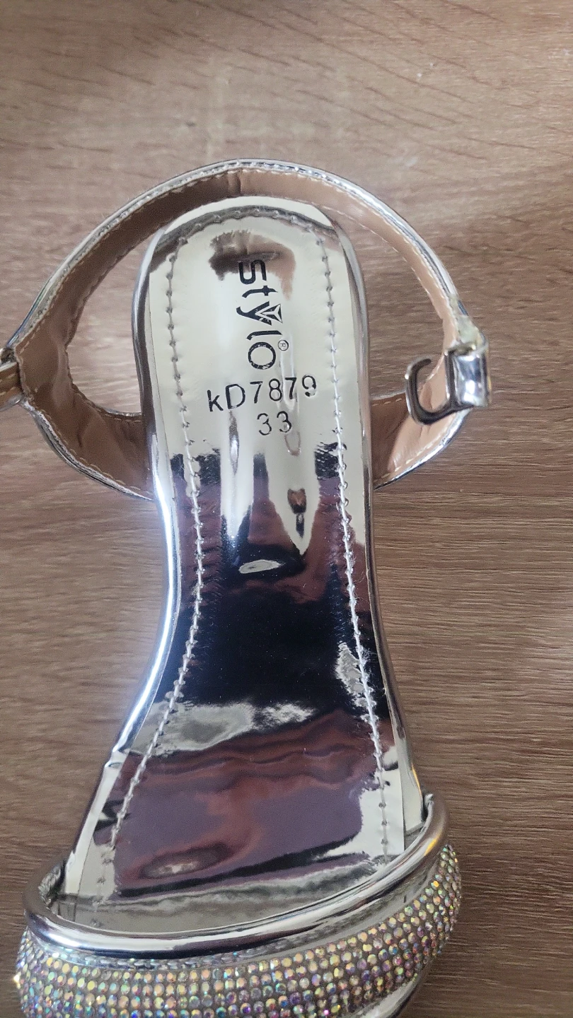SYLO KD7879 Silver Wedge Sandals with Rhinestones - Size 33 - photo 2