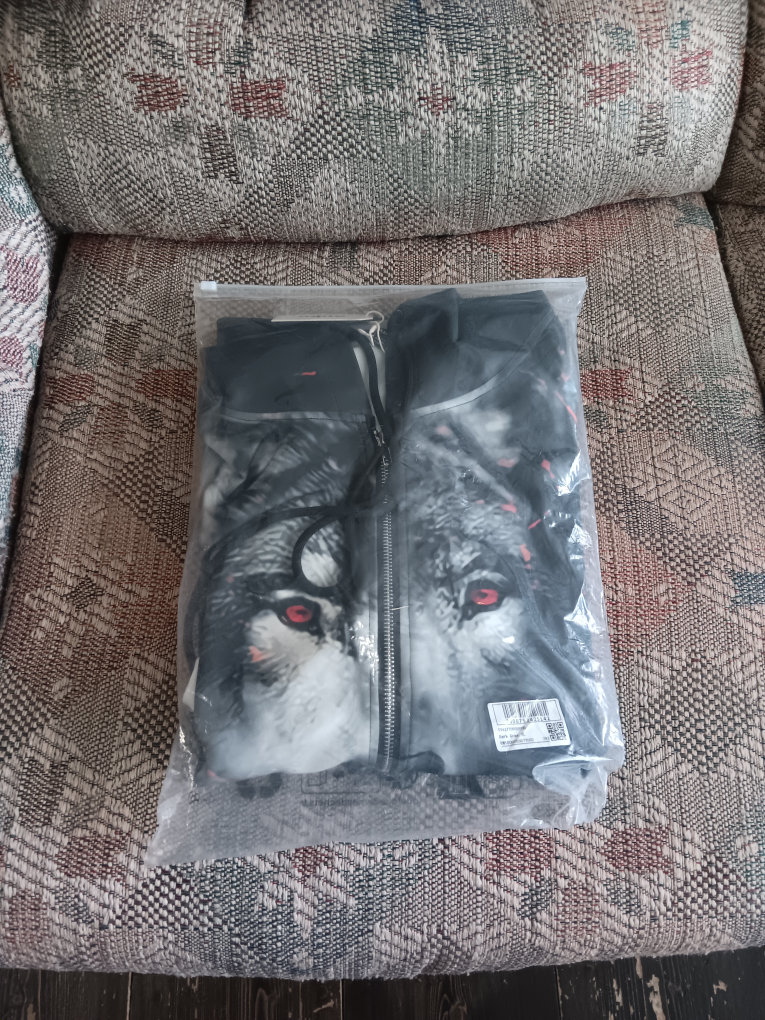 Wolf Print Zipper Hoodie - photo 3