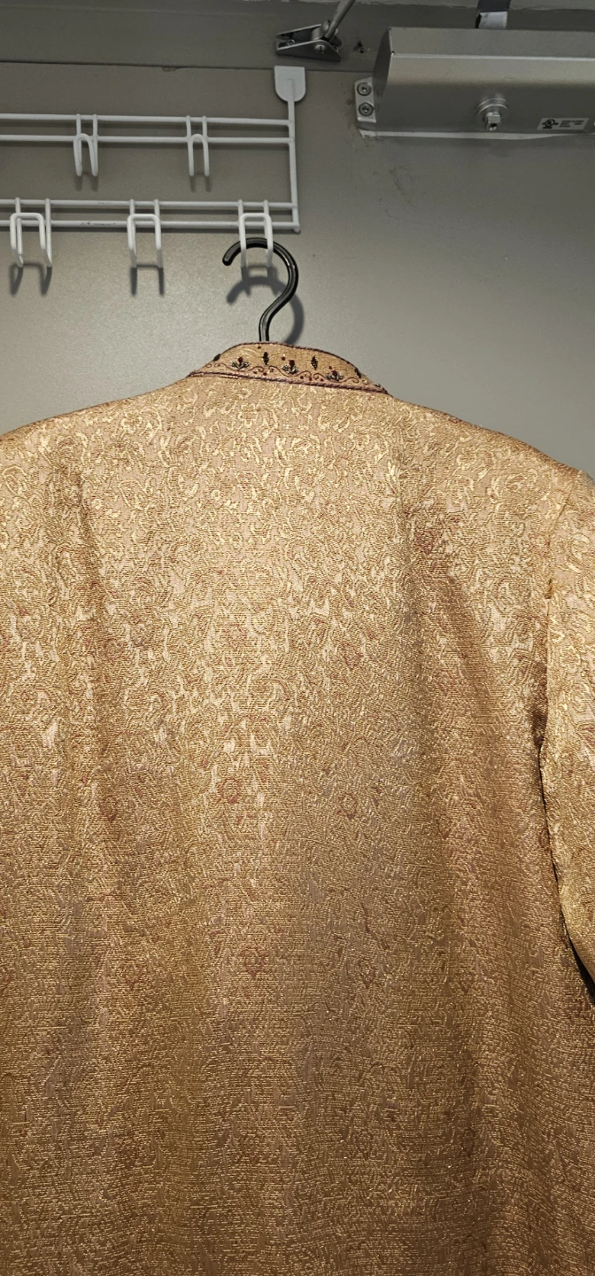 Gold Brocade Sherwani with Embellishments - photo 5