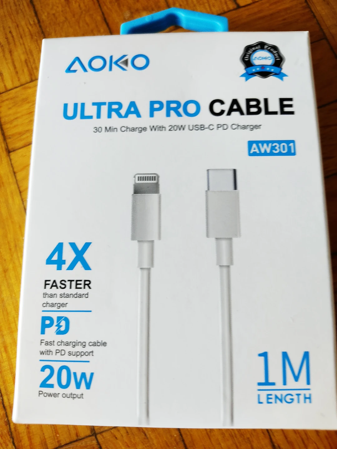 AOKO Ultra Pro Cable USB-C to IP Charger 1M White