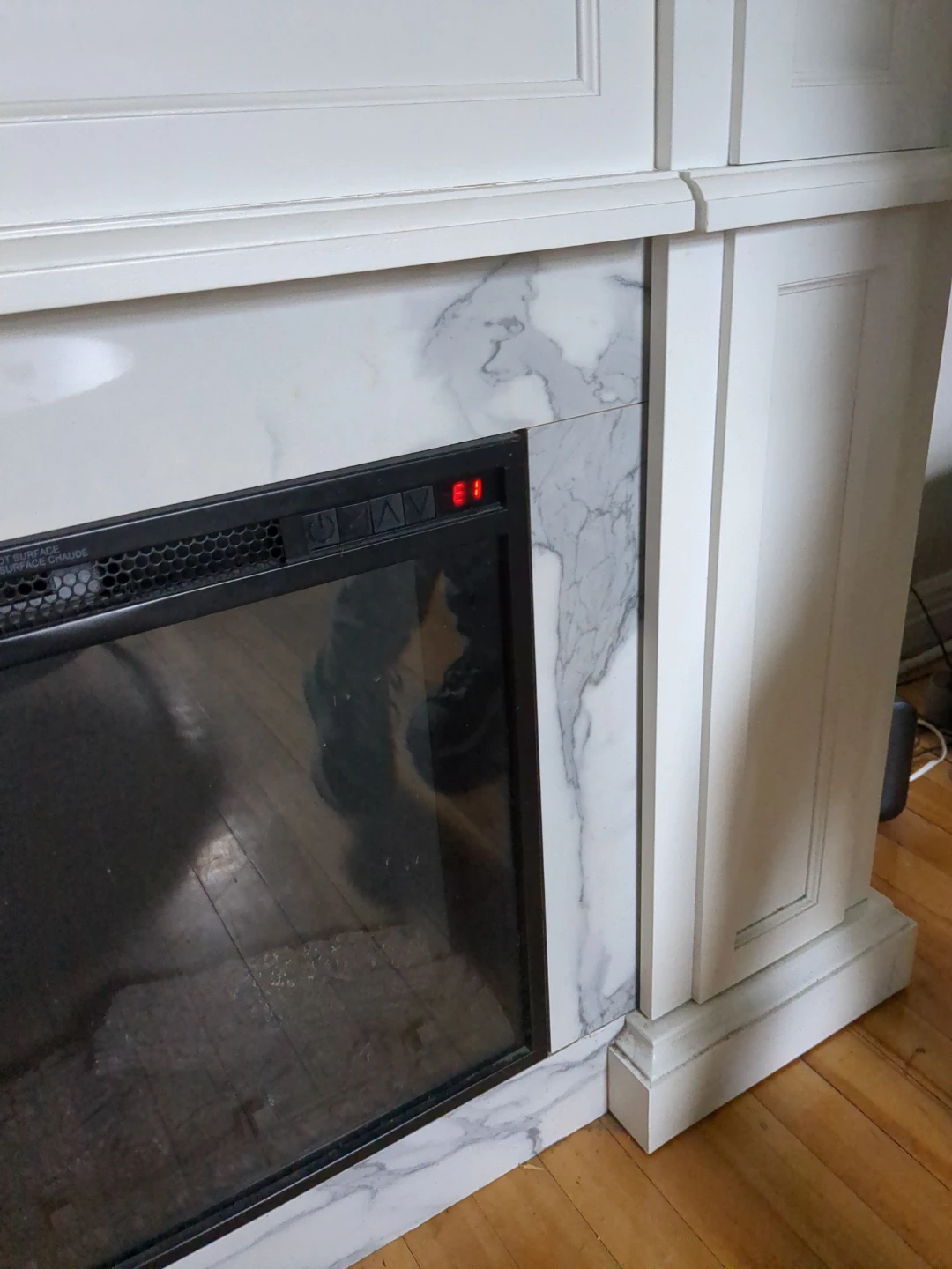 White Electric Fireplace with Marble Surround - photo 2