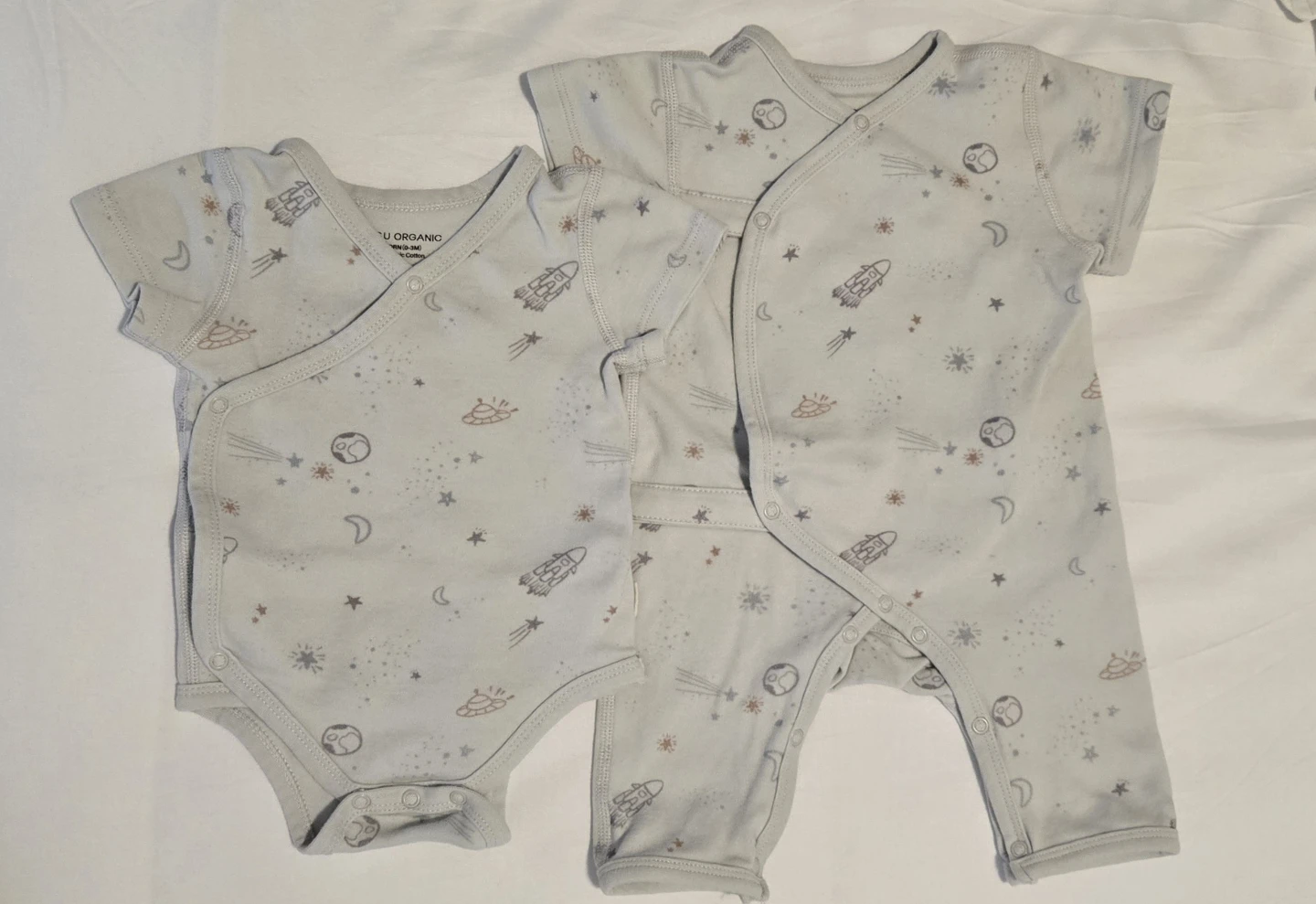 0-3 Months Kuyu Organic Baby Bodysuits - Space Print
