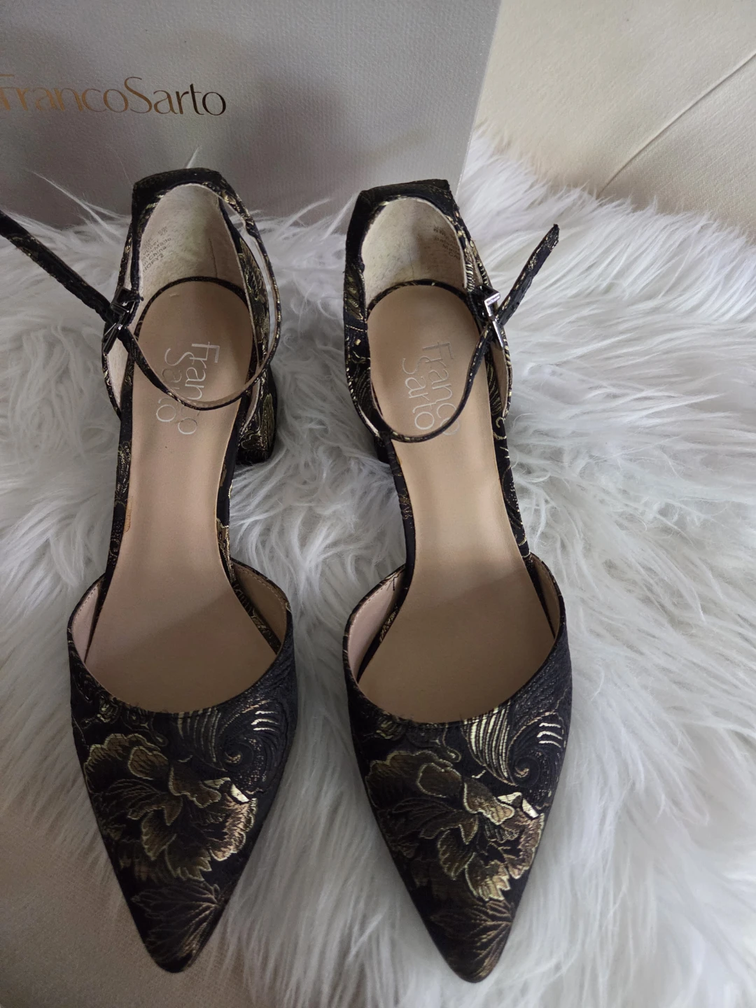 Franco Sarto Black & Gold Floral Heels - photo 2