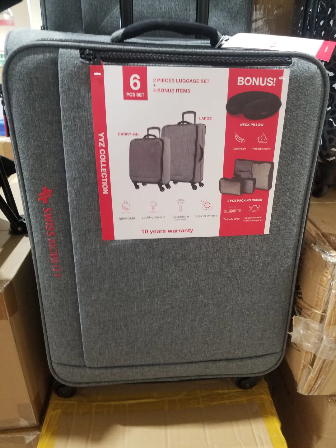 Swiss Mobility 6 Piece Luggage Set with Bonus Items