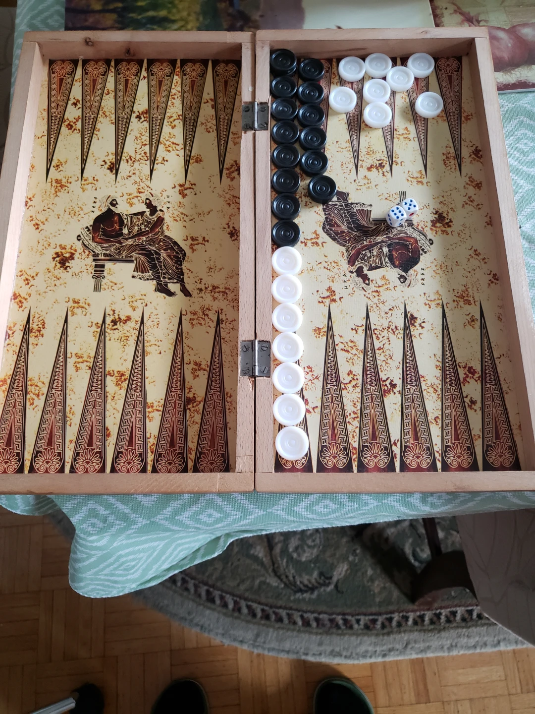 Wooden Backgammon Set with Ancient Greek Design - photo 2