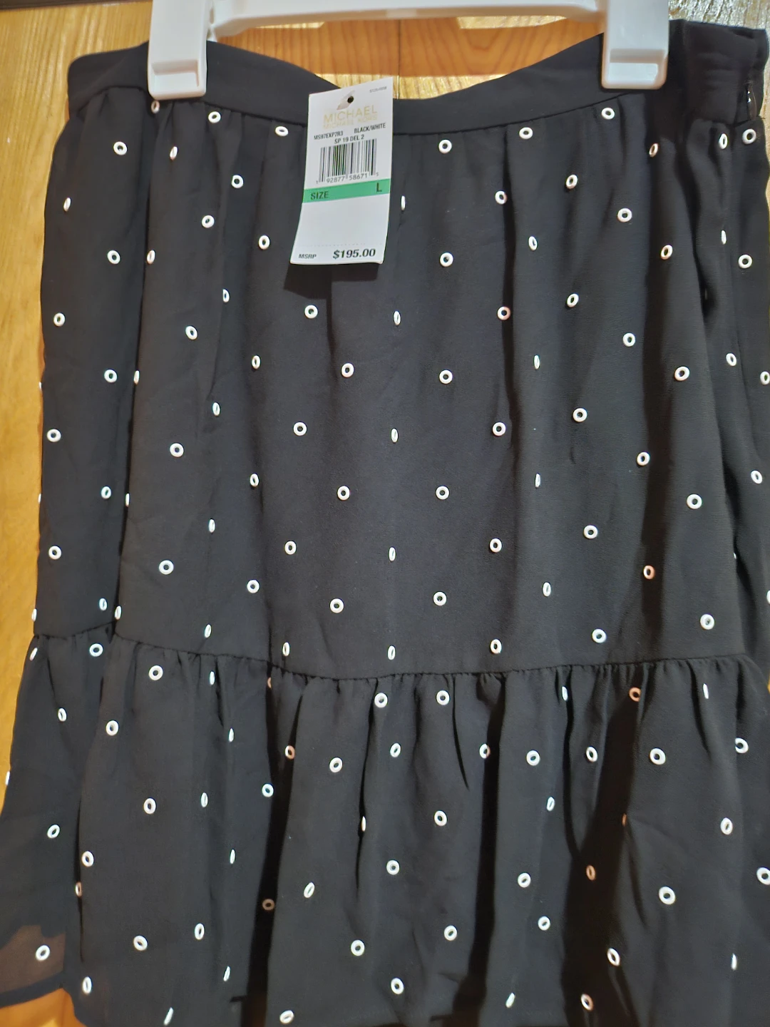 Michael Kors Black White Dot Tiered Mini Skirt Size 14