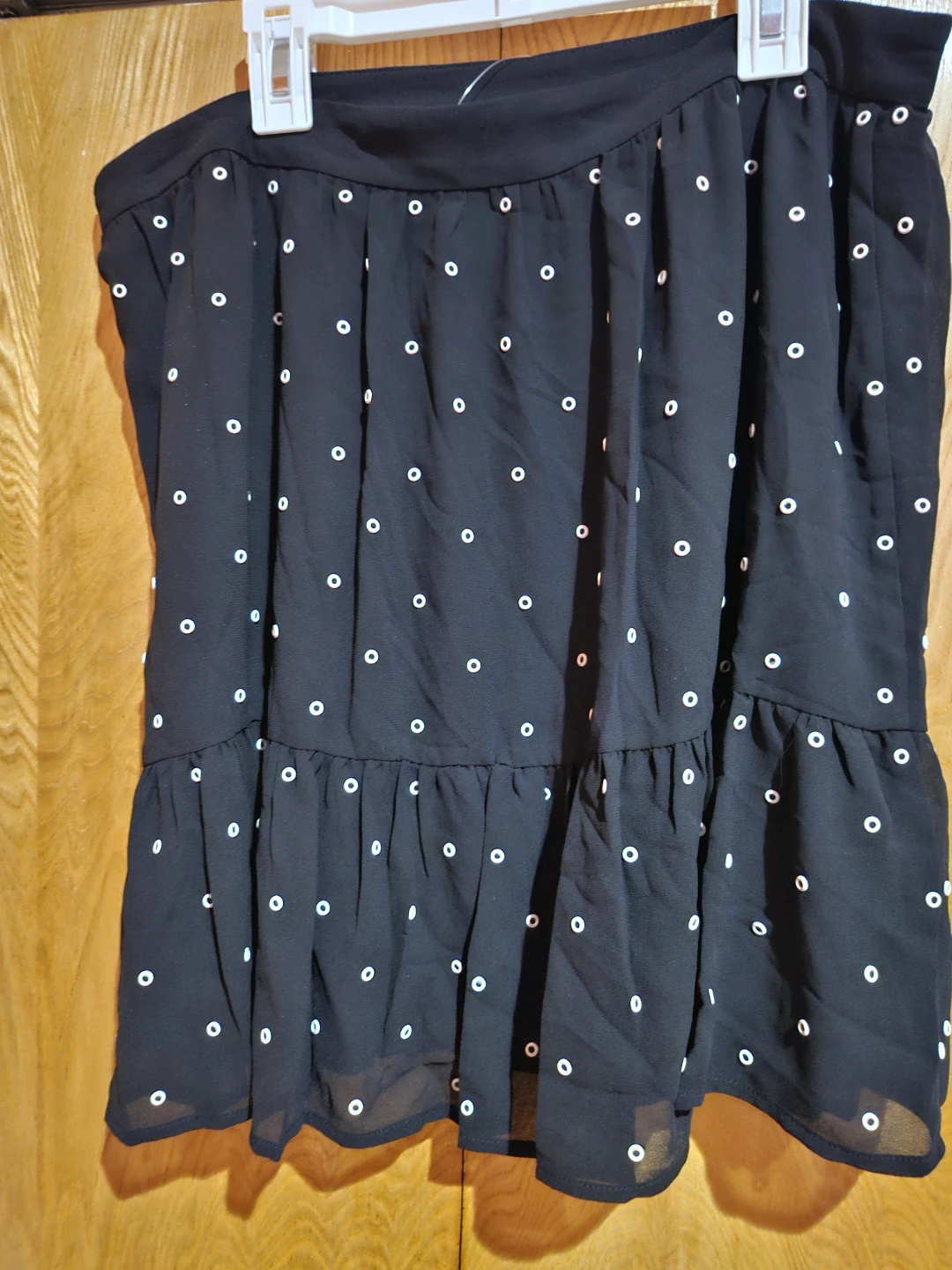 Michael Kors Black White Dot Tiered Mini Skirt Size 14 - photo 3