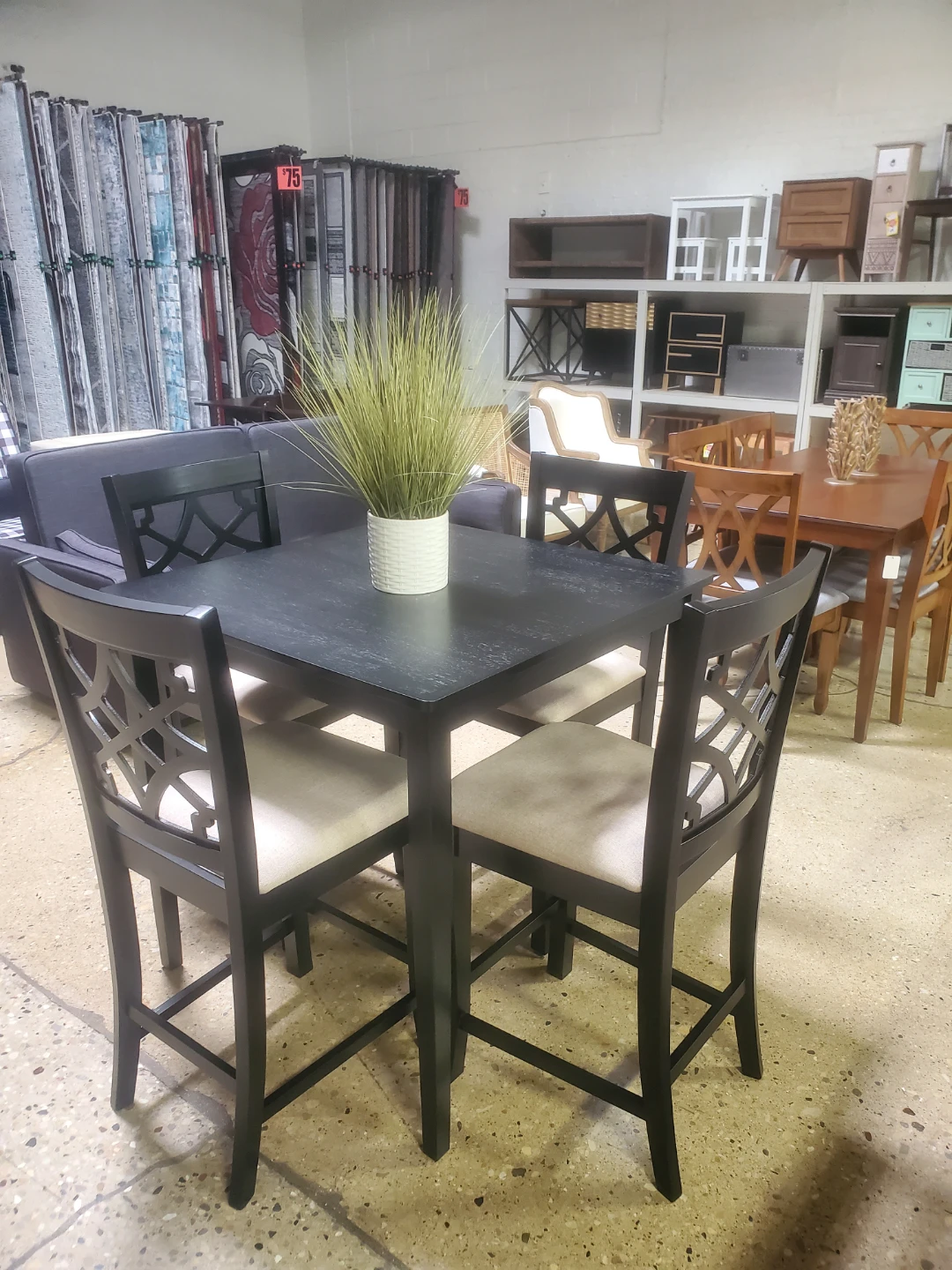 Black Counter Height Dining Set with 4 Chairs - photo 2