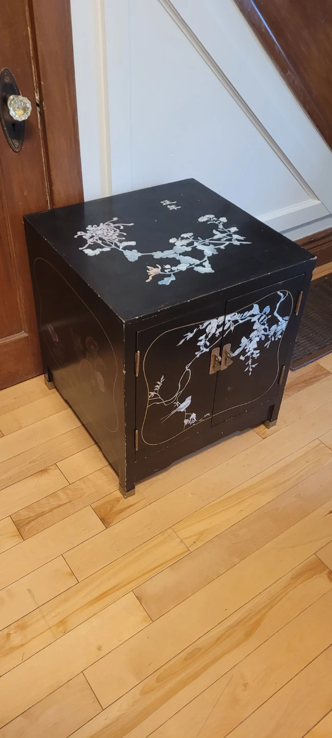 Black Lacquer Cabinet with Mother-of-Pearl Inlay