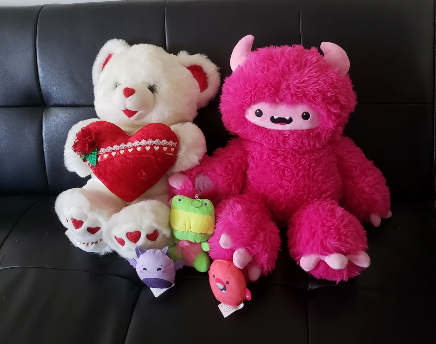 Plush Toys Bundle - White Bear, Pink Monster, Small Critters