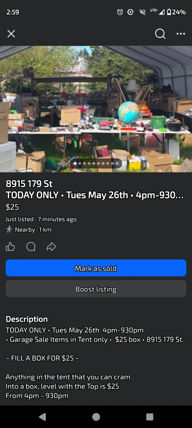 TODAY ONLY • Tues May 26th  4pm-930pm ••  $25 box • 8915 179 St